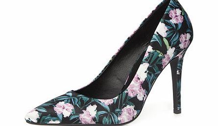 Dorothy Perkins Womens Floral high pointed court shoes- Green
