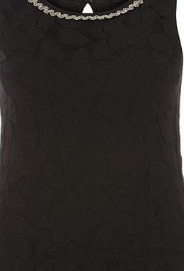 Dorothy Perkins Womens Floral Lace Bling Shell Top- Black
