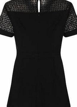 Dorothy Perkins Womens Girls on Film Black Lace Panel Playsuit-