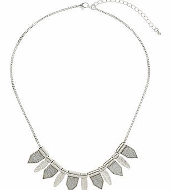 Dorothy Perkins Womens Glitter Leaf Short Necklace- Silver