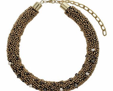 Womens Gold Bead Tube Necklace- Gold DP49814637