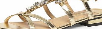 Dorothy Perkins Womens Gold embellished flat sandals- Gold