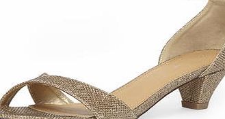 Dorothy Perkins Womens Gold glitter low heel sandals- Gold