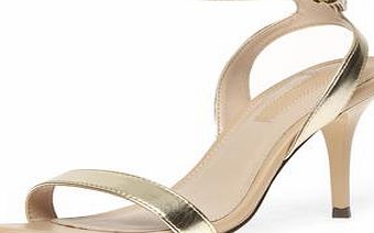 Dorothy Perkins Womens Gold minimal low heel sandals- Gold