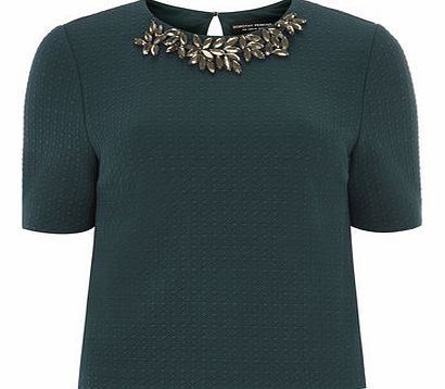 Dorothy Perkins Womens Green Embellished Texture Tee- Green