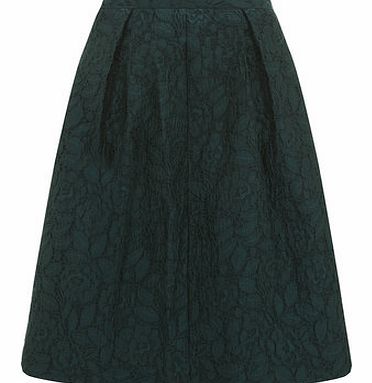 Dorothy Perkins Womens Green Jacquard Midi Skirt- Green DP14557011