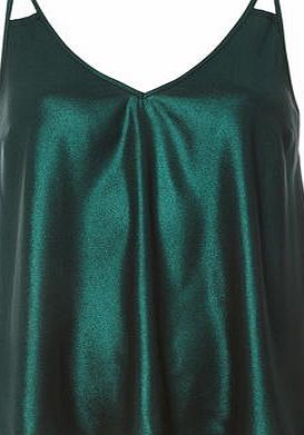 Dorothy Perkins Womens Green Shimmer Cami Top- Green DP05524133