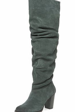 Dorothy Perkins Womens Green suede heeled boots- Green DP22290611