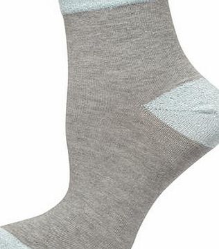 Dorothy Perkins Womens Grey Blue Sparkle Heel Socks- Grey