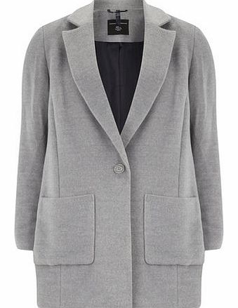 Womens Grey Brushed Boyfriend Coat- Grey