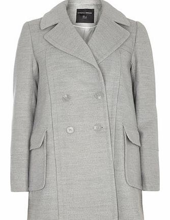 Womens Grey Double Breasted Coat- Grey DP98519964