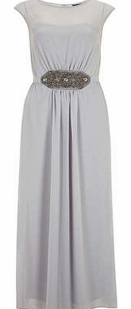 Womens Grey embellished maxi dress- Silver