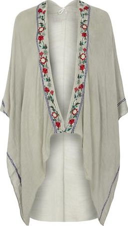 Dorothy Perkins, 1134[^]262015000671744 Womens Grey Embroidered Kimono- Grey DP11157200
