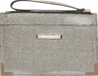 Dorothy Perkins, 1134[^]262015000714025 Womens Grey glitter metal wristlet bag- Grey