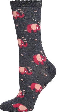 Dorothy Perkins, 1134[^]262015000717026 Womens Grey Neppy Elephant printed socks- Grey