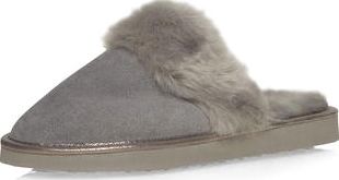 Dorothy Perkins, 1134[^]262015000712057 Womens Grey suede mule slippers- Grey DP33105227