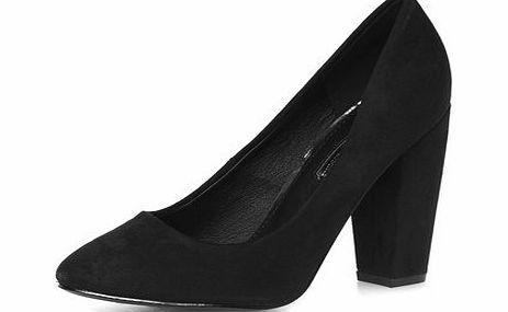 Dorothy Perkins Womens High black block heel court shoes- Black