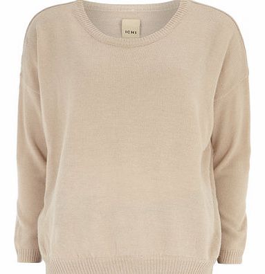 Womens Ichi Relaxed Fit Jumper- Dusky Rose