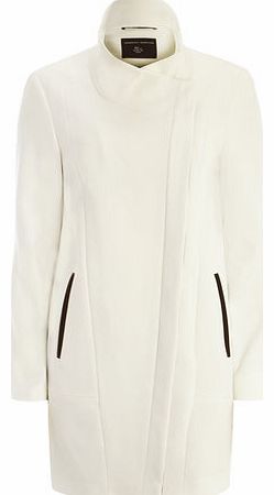 Womens Ivory and Black Duster Coat- Ivory