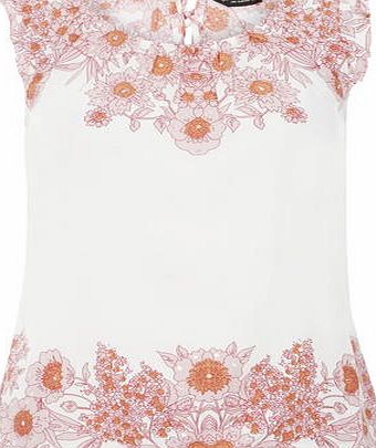 Dorothy Perkins Womens Ivory and Pink Floral Shell Top- White