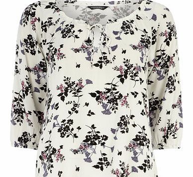 Dorothy Perkins Womens Ivory Blossom Print Gypsy Top- White