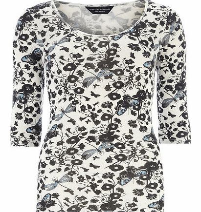 Dorothy Perkins Womens Ivory Butterfly print scoop neck top-