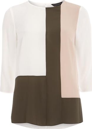 Dorothy Perkins, 1134[^]262015000707877 Womens Ivory Colour Block Top- White DP05597722
