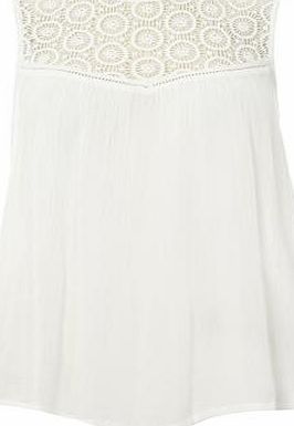 Dorothy Perkins Womens Ivory Crochet Swing Shell Top- White