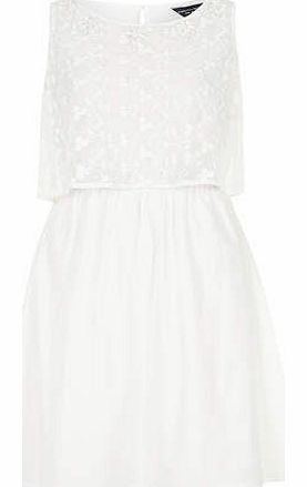 Dorothy Perkins Womens Ivory Embellished Layer Dress- White