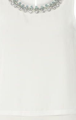 Dorothy Perkins Womens Ivory Embellished Split Back Top- White