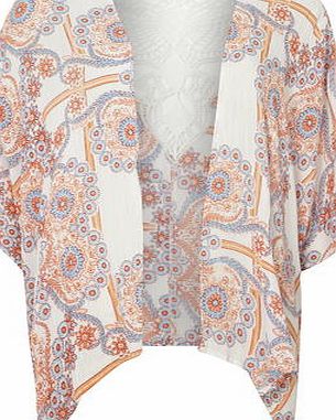 Dorothy Perkins Womens Ivory Floral Lace Back Kimono- White