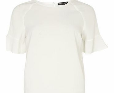 Dorothy Perkins Womens Ivory Frill Sleeve Top- White DP05510582