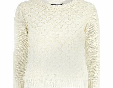 Womens Ivory Fur Front Jumper- White DP55869321