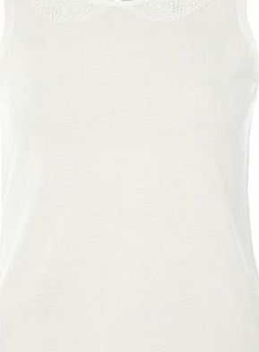 Dorothy Perkins Womens Ivory Lace Collar Shell Top- Ivory