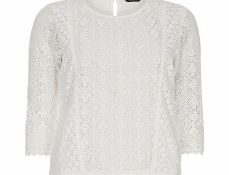Dorothy Perkins Womens Ivory Lace Front Blouse- White DP67192882