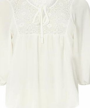 Dorothy Perkins Womens Ivory Popcorn Lace Top- White DP05560882