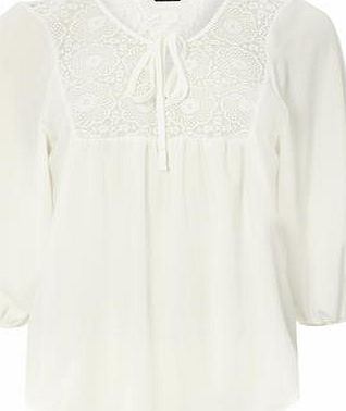 Dorothy Perkins Womens Ivory Textured Lace Top- White DP05560882