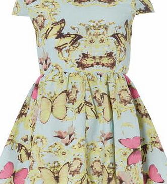 Dorothy Perkins Womens Izabel London Light Blue Butterfly Dress-