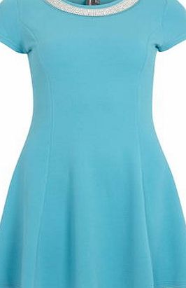 Dorothy Perkins Womens Izabel Mid Blue Darted Diamante Dress-
