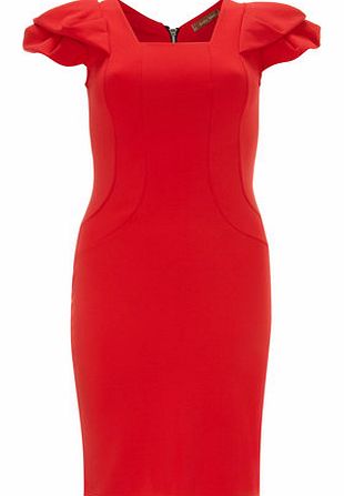 Womens Jolie Moi Red Folded Shoulder Dress- Red