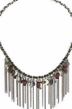 Dorothy Perkins Womens Khaki Tassel Necklace- Khaki DP49815967