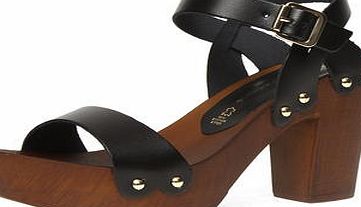 Dorothy Perkins Womens Leather black clogs Sandals- Black
