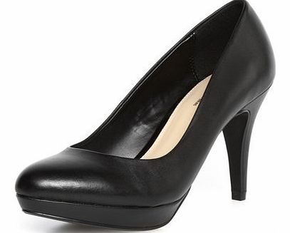 Dorothy Perkins Womens Leather Black Platform Court shoes- Black