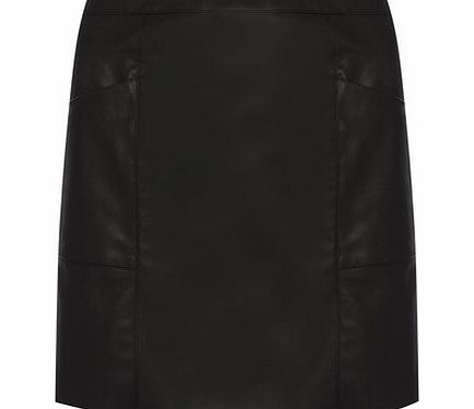 Dorothy Perkins Womens Leather Look Panel Pocket Skirt- Black