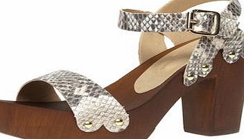 Dorothy Perkins Womens Leather snake-effect clogs Sandals- Grey