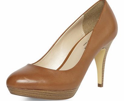 Dorothy Perkins Womens Leather Tan Platform Court Shoes- Brown