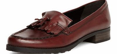 Womens Leighton Oxblood leather loafers- Red