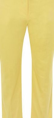Dorothy Perkins Womens Lemon Yellow Cotton Crop Trousers- Lemon