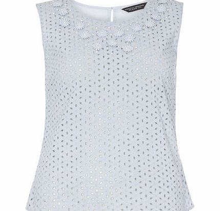 Dorothy Perkins Womens Light Blue Floral Shell Top- Blue