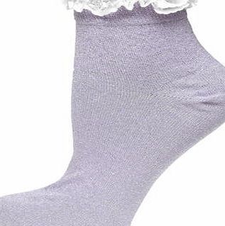 Dorothy Perkins Womens Lilac Sparkle Lace Top Sock- Purple